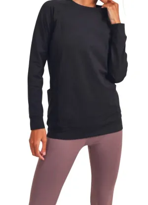 Active Raglan Pullover In Black