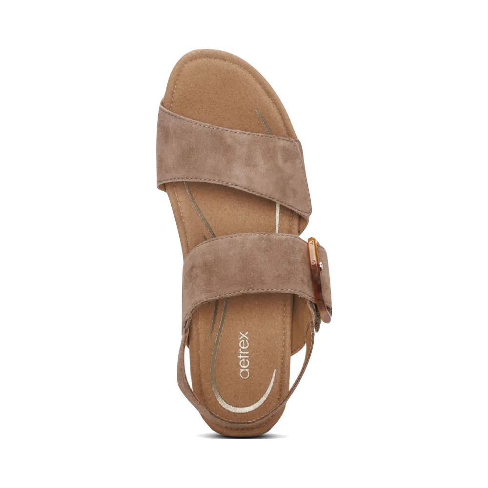 Aetrex Women's Ashley Wedge Sandal in Taupe