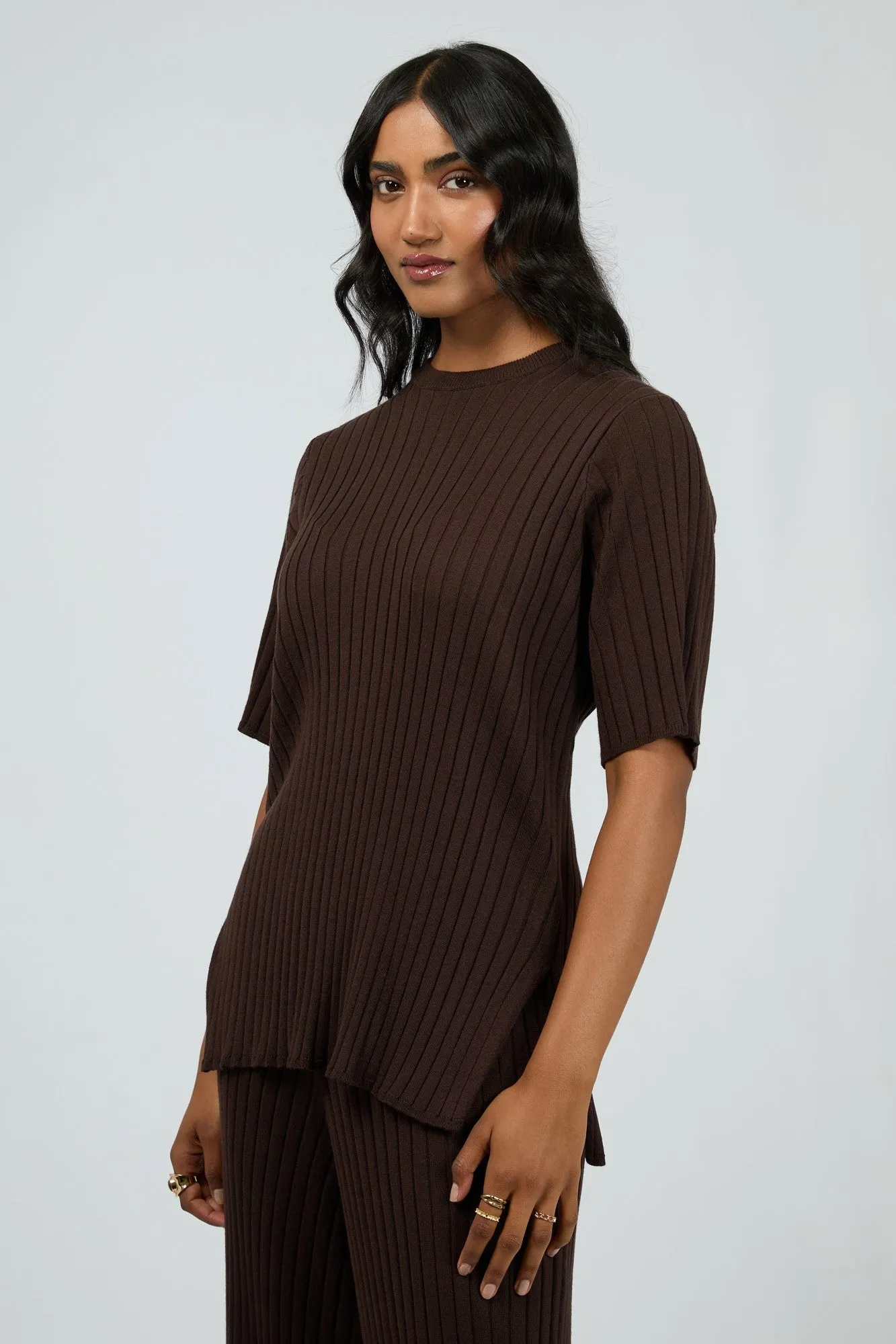 All About Eve Bianca Knit Tee Brown