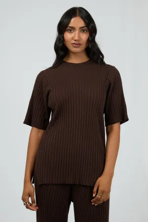 All About Eve Bianca Knit Tee Brown