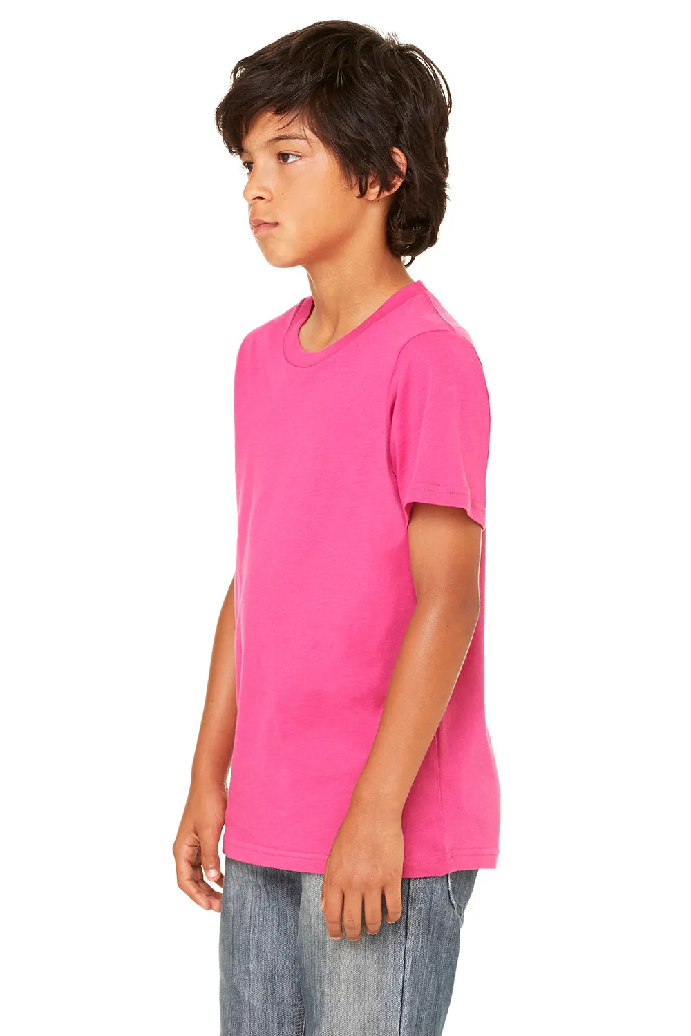 Bella   Canvas Youth Jersey Short Sleeve Crewneck T-Shirt - Berry Pink