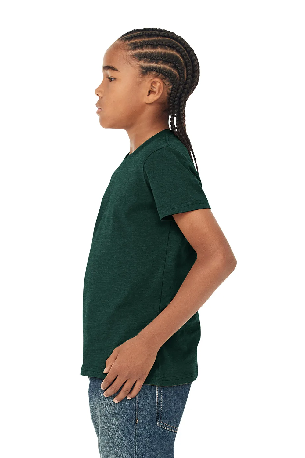 Bella   Canvas Youth Jersey Short Sleeve Crewneck T-Shirt - Heather Forest Green