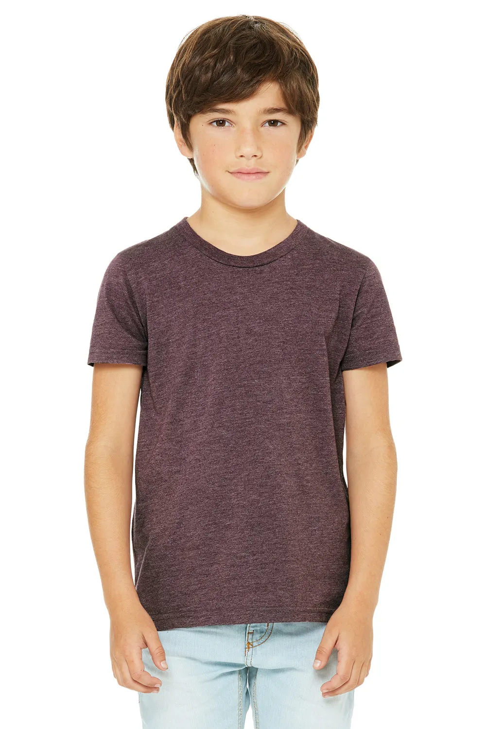 Bella   Canvas Youth Jersey Short Sleeve Crewneck T-Shirt - Heather Maroon