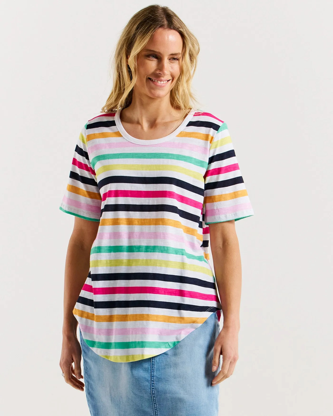 Betty Basics Ariana Tee Rainbow Stripe