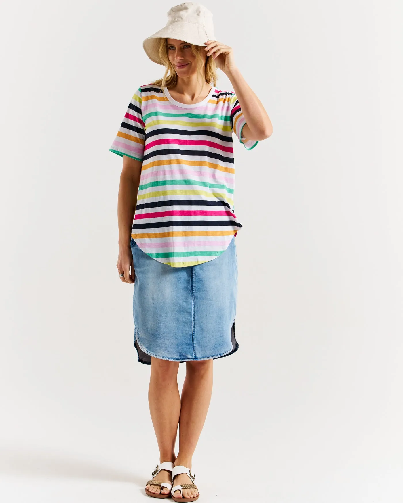 Betty Basics Ariana Tee Rainbow Stripe