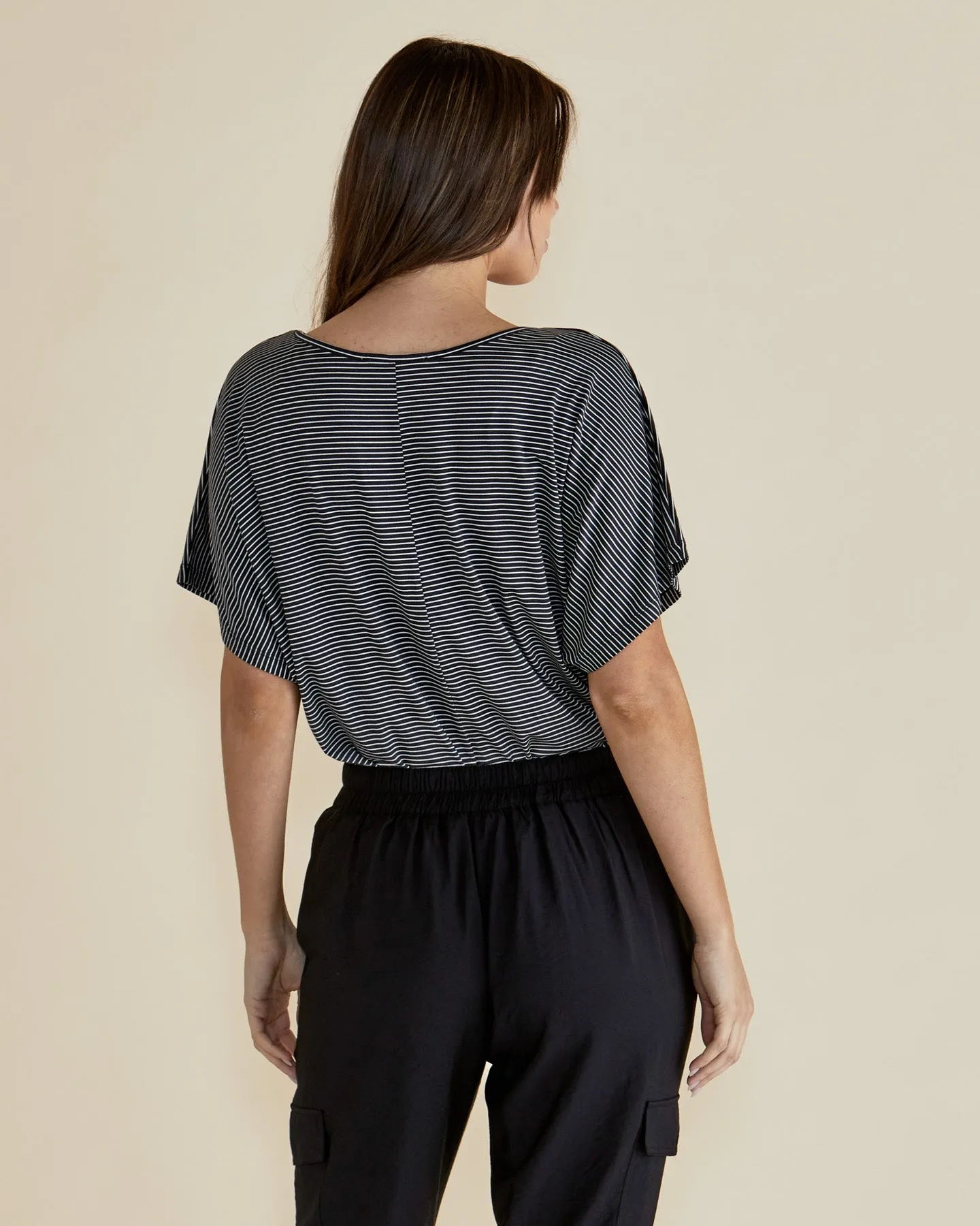 Betty Basics Maui Tee Charcoal Stripe