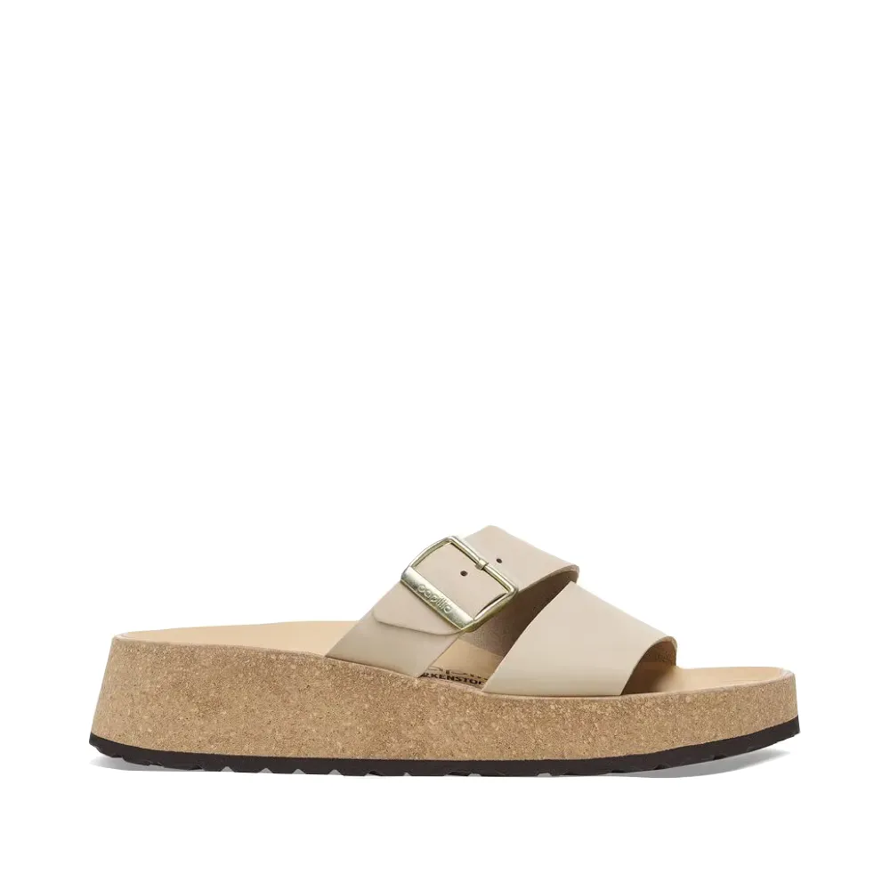 Birkenstock Women's Almina Slide Sandal in Sandcastle Beige