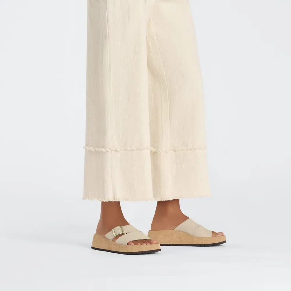 Birkenstock Women's Almina Slide Sandal in Sandcastle Beige
