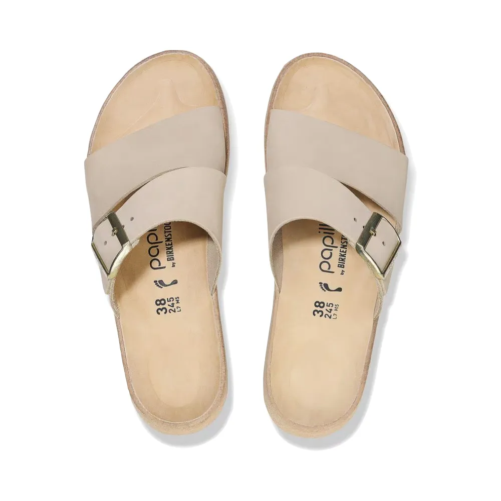 Birkenstock Women's Almina Slide Sandal in Sandcastle Beige