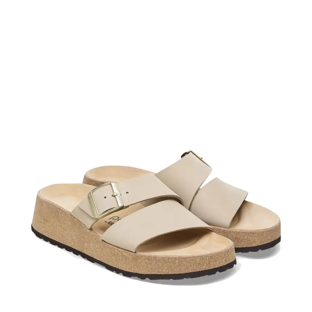 Birkenstock Women's Almina Slide Sandal in Sandcastle Beige