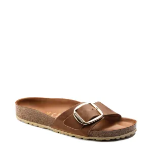 Birkenstock Women's Madrid Big Buckle Oiled Leather Sandal in Cognac