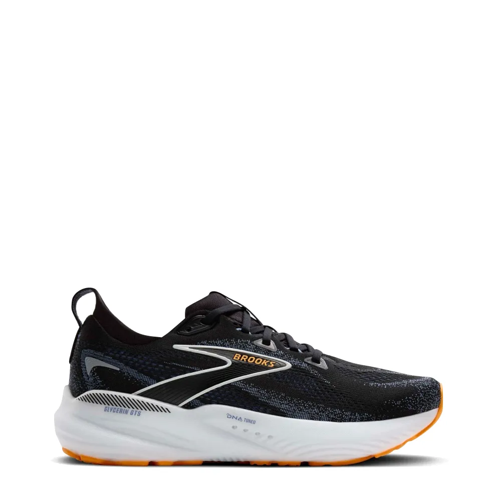 Brooks Men's Glycerin GTS 22 Sneaker in Black/Country Blue/Orange Pop