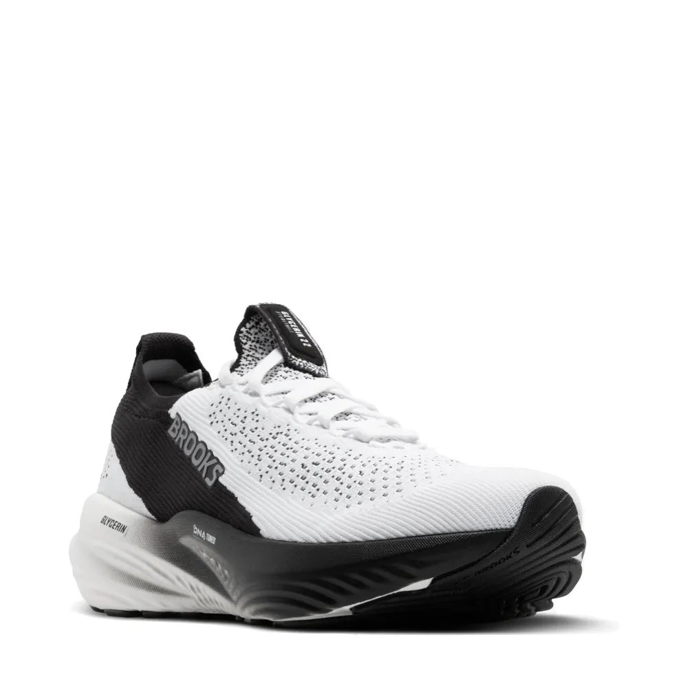 Brooks Men's Glycerin StealthFit 22 Sneaker in White/Grey/Black