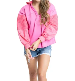 Bubblegum Vneck Hoodie Sweatshirt In Pink