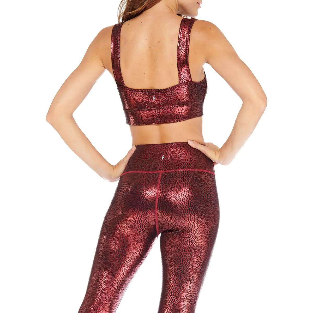 Crocodile Gloss Womens Metallic Animal Print Sports Bra