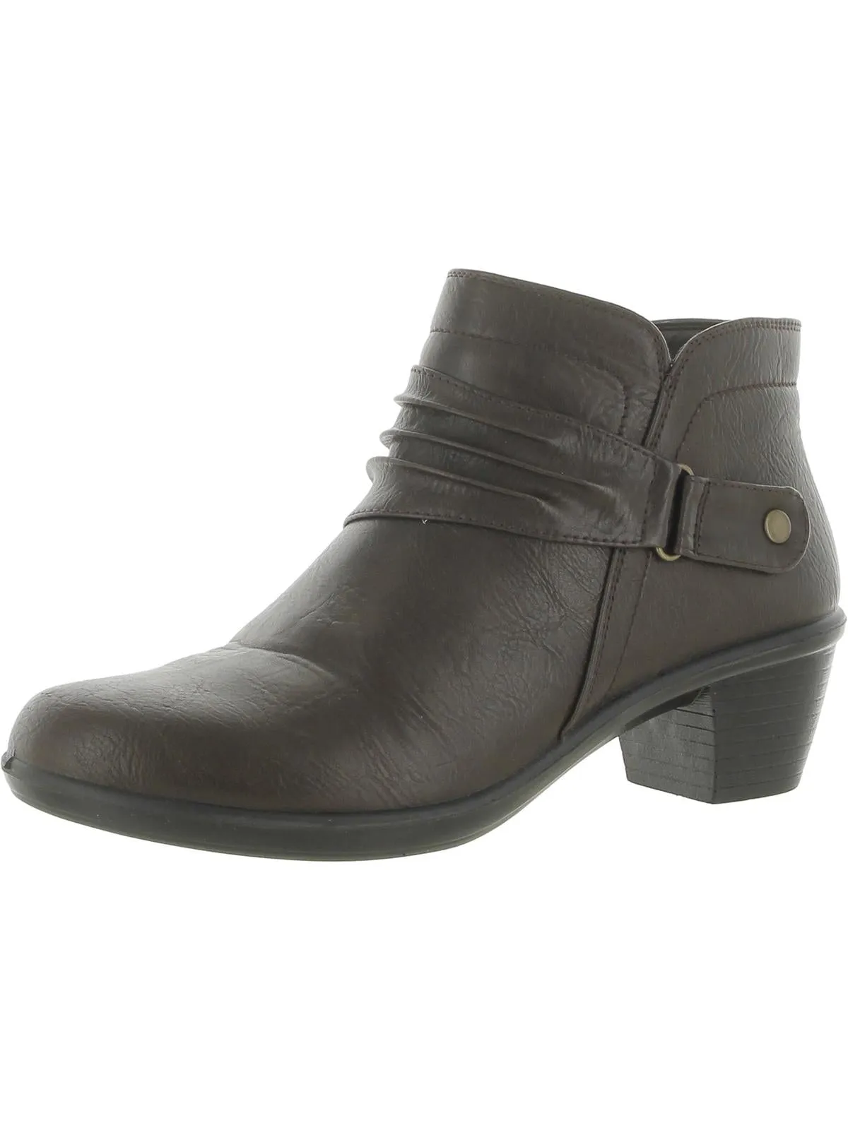 Damita Womens Faux Leather Ruched Ankle Boots