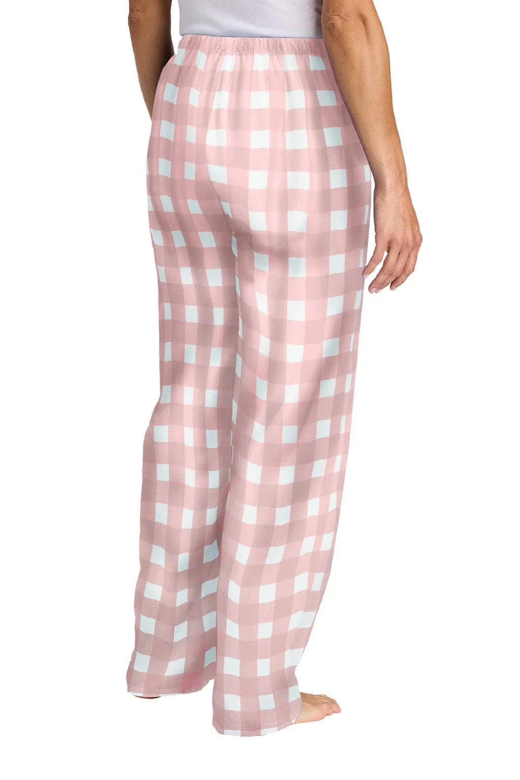 District Womens Flannel Plaid Lounge Pants - Light Pink/White Buffalo Check