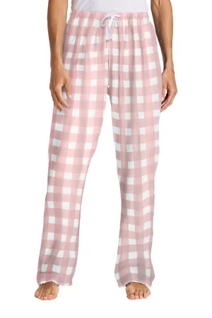 District Womens Flannel Plaid Lounge Pants - Light Pink/White Buffalo Check