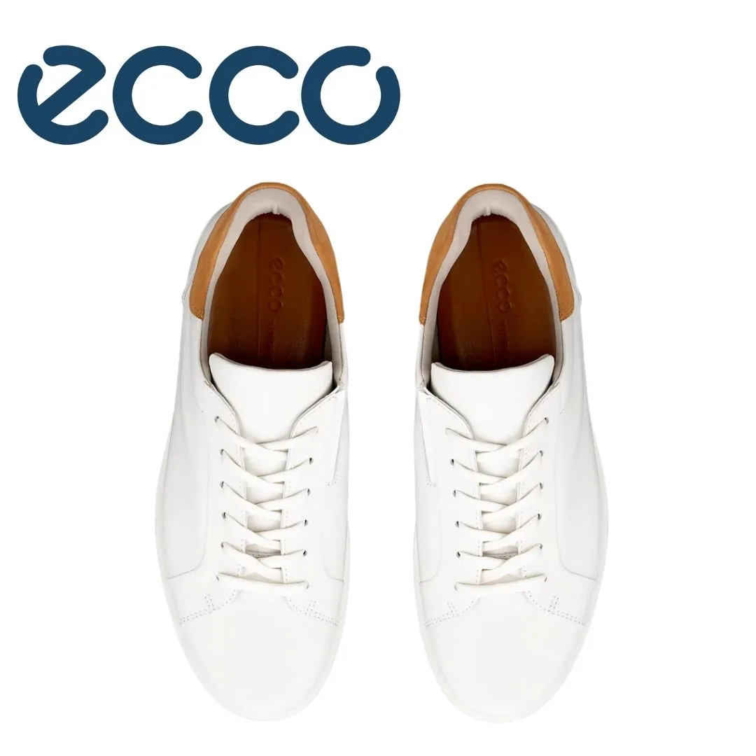 Ecco Soft White Laced Leather Shoes White