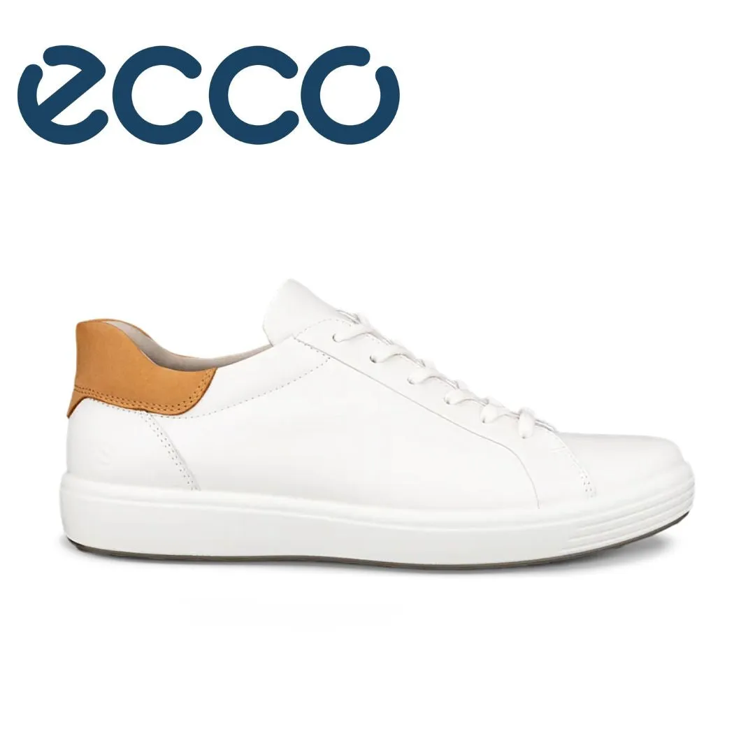 Ecco Soft White Laced Leather Shoes White