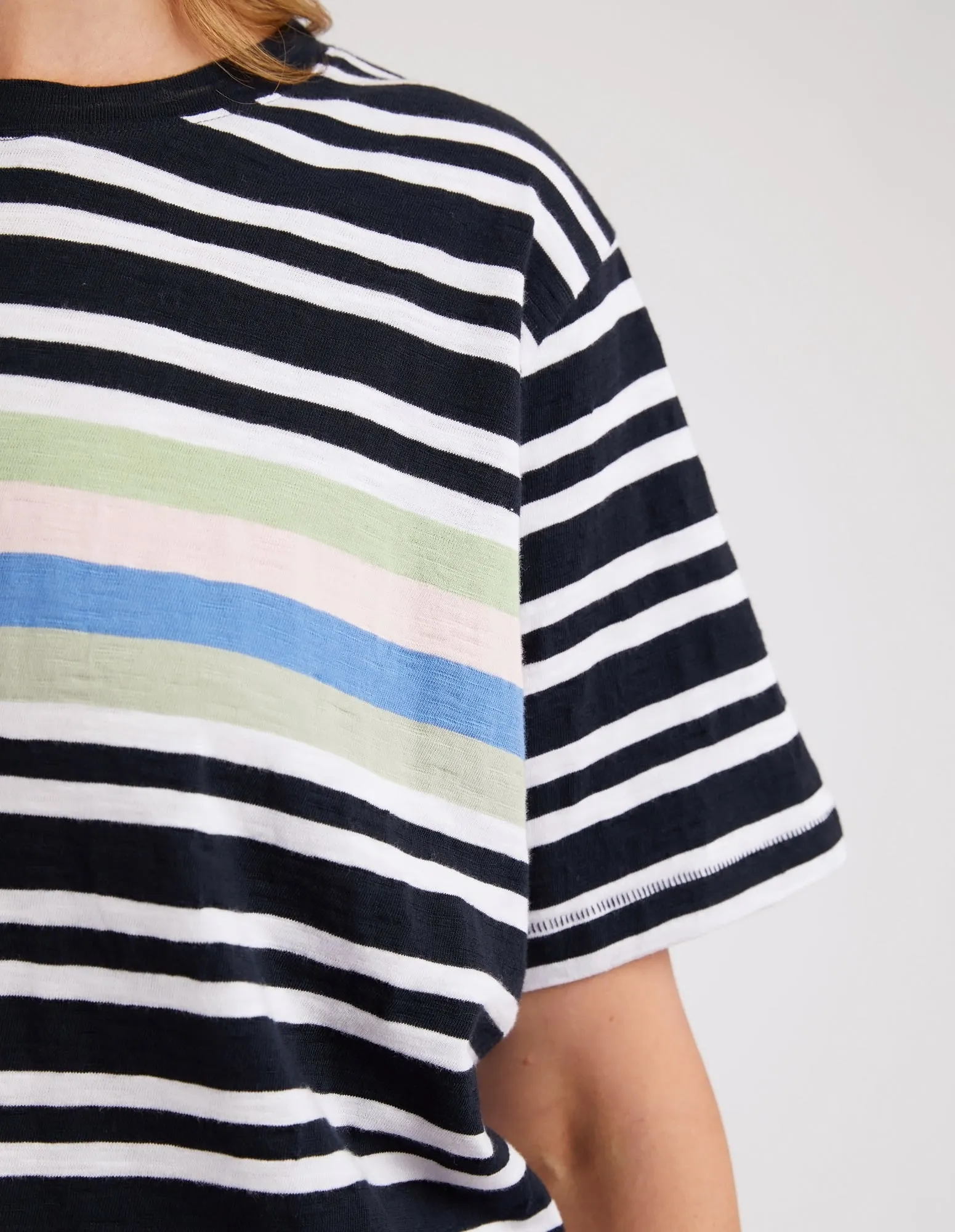 Elm Aligner Tee Navy and White Stripe