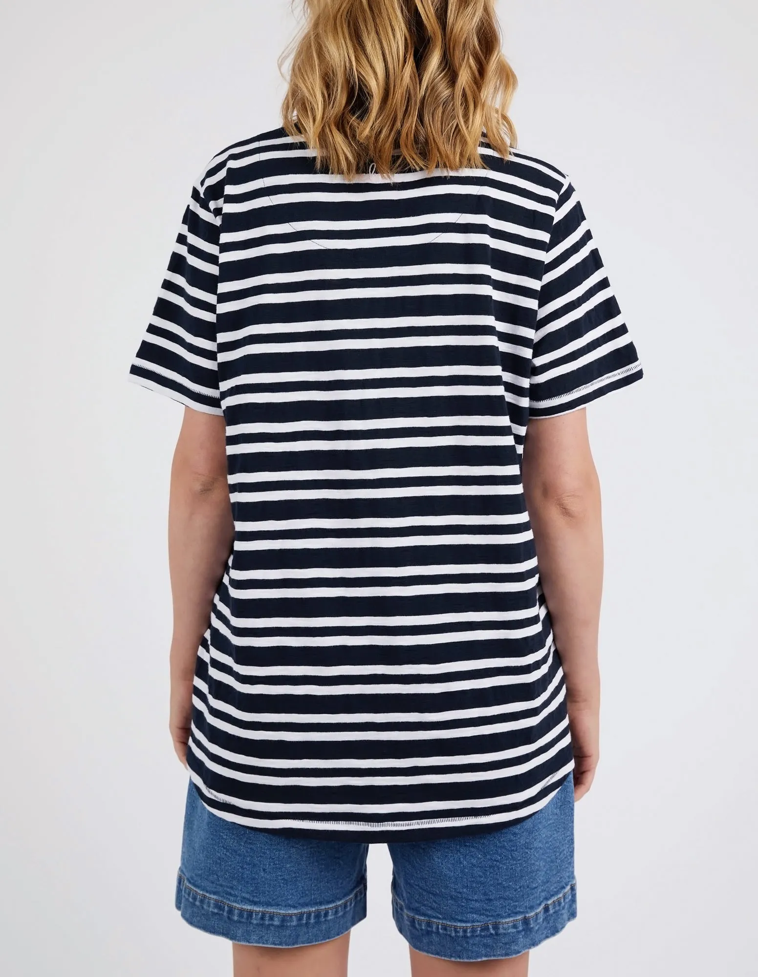 Elm Aligner Tee Navy and White Stripe