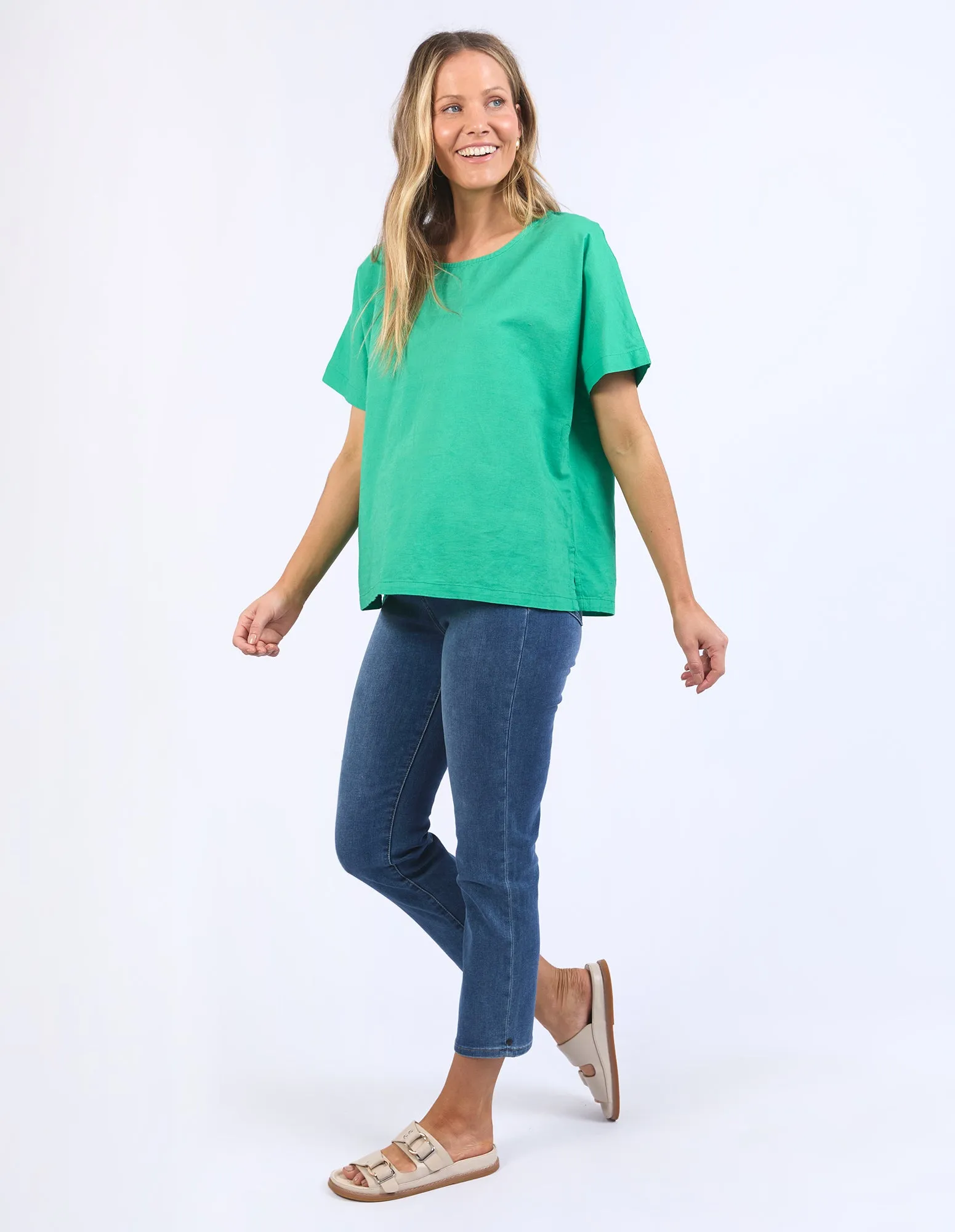 Elm Curtis Woven S/S Tee Greenbriar