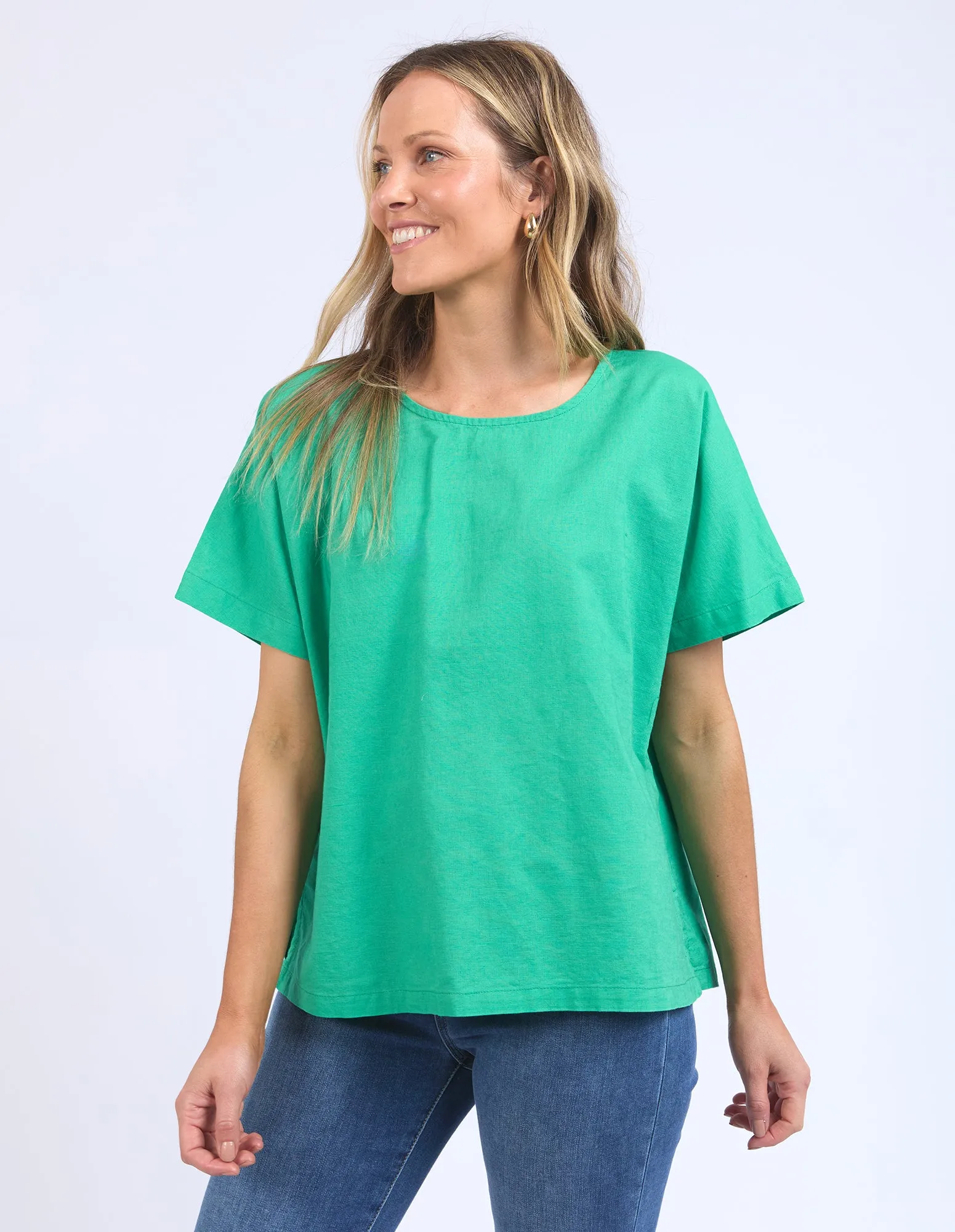 Elm Curtis Woven S/S Tee Greenbriar
