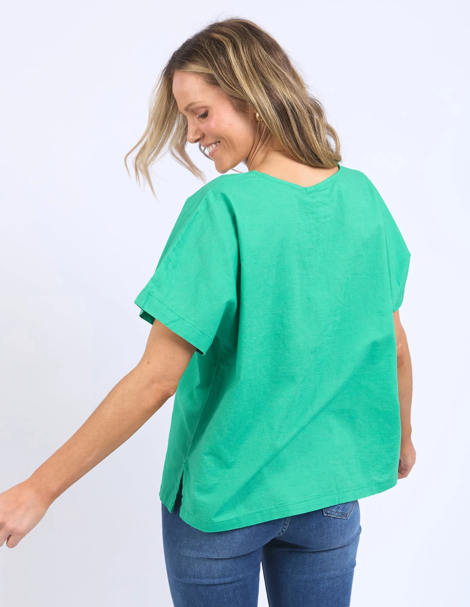 Elm Curtis Woven S/S Tee Greenbriar
