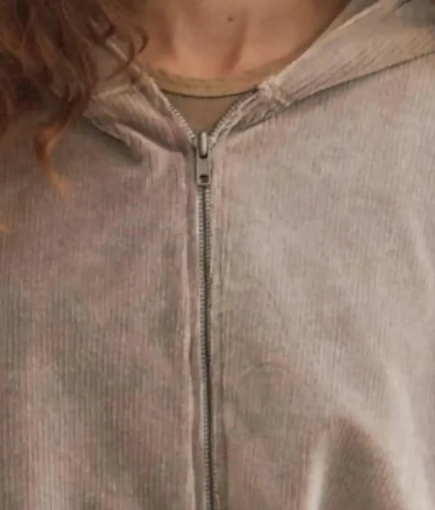 Esther Velour Zip-Up Sweatshirt In Latte