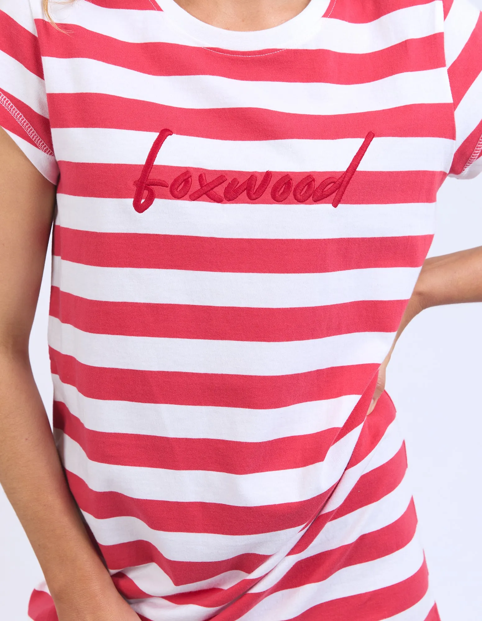 Foxwood Signature Stripe Tee Dress Cayenne & White Stripe
