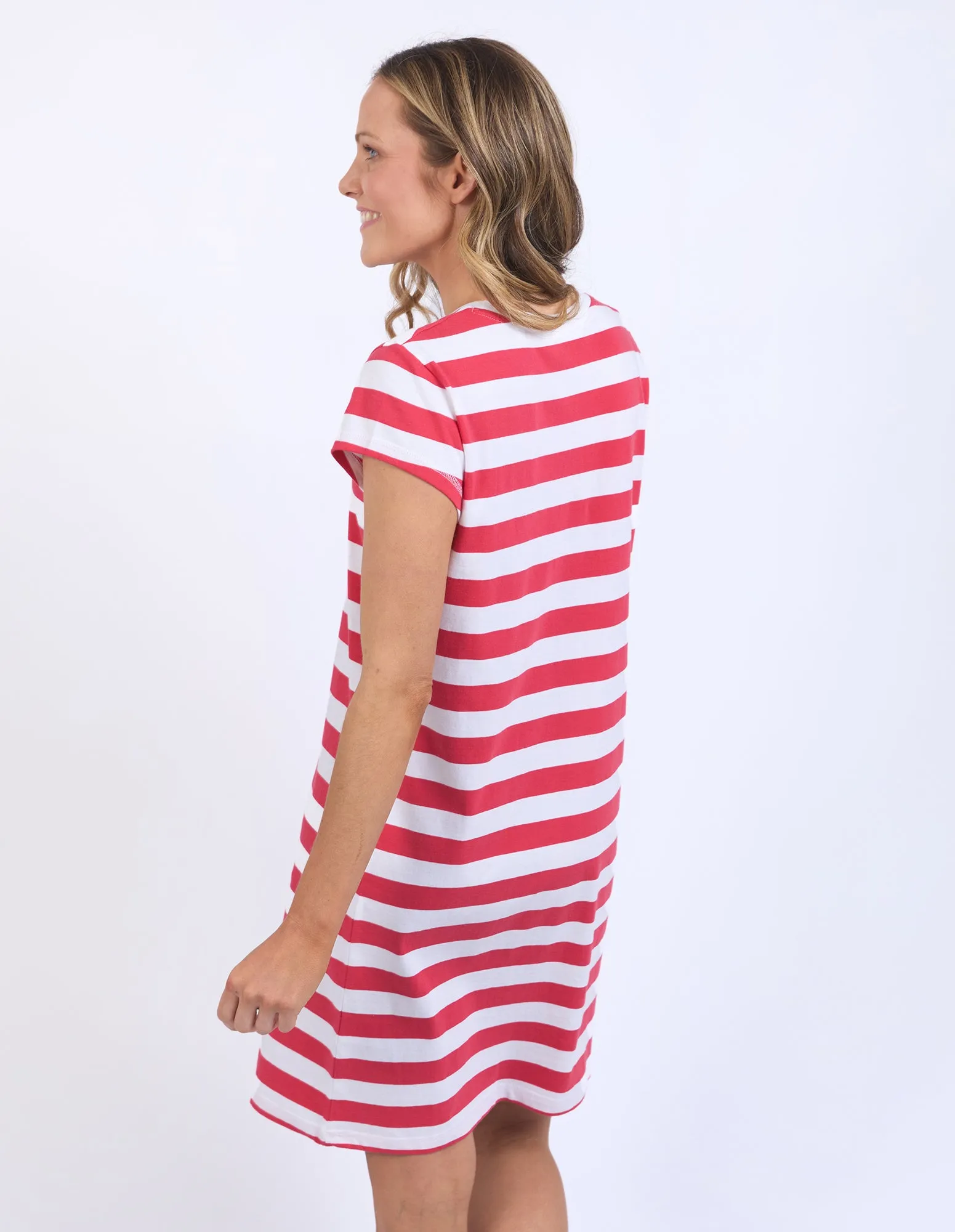 Foxwood Signature Stripe Tee Dress Cayenne & White Stripe
