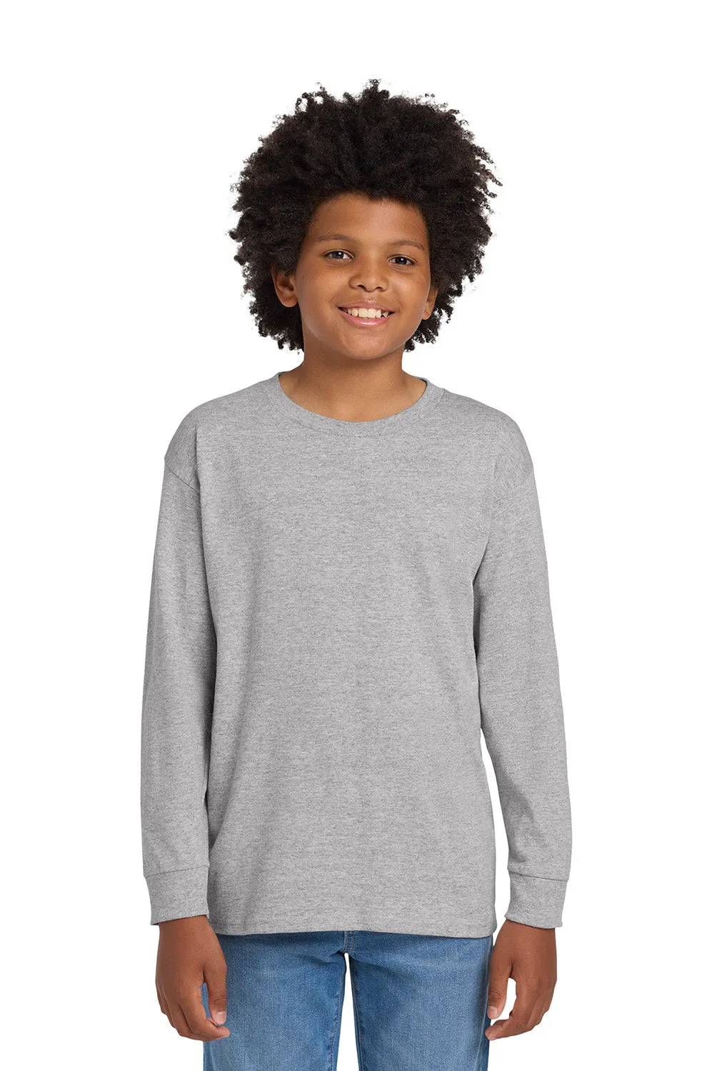 Gildan Youth Long Sleeve Crewneck T-Shirt - Sport Grey