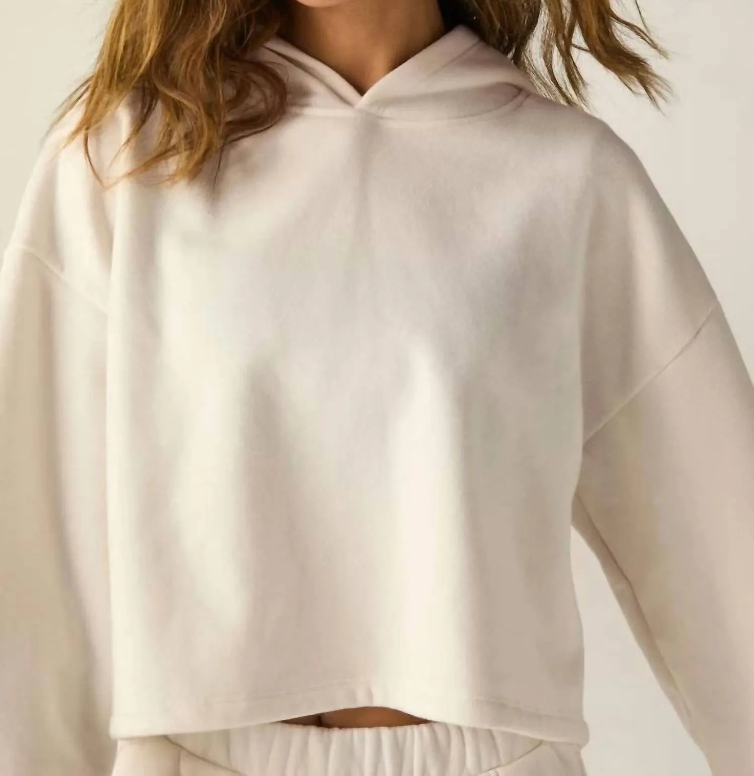 Happiness Cropped Hoodie In Fresh Snow