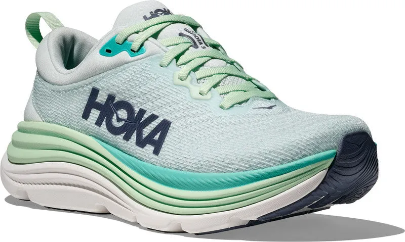 Hoka Women's Gaviota 5 Running Sneaker in Snow Melt/Cielo Blue