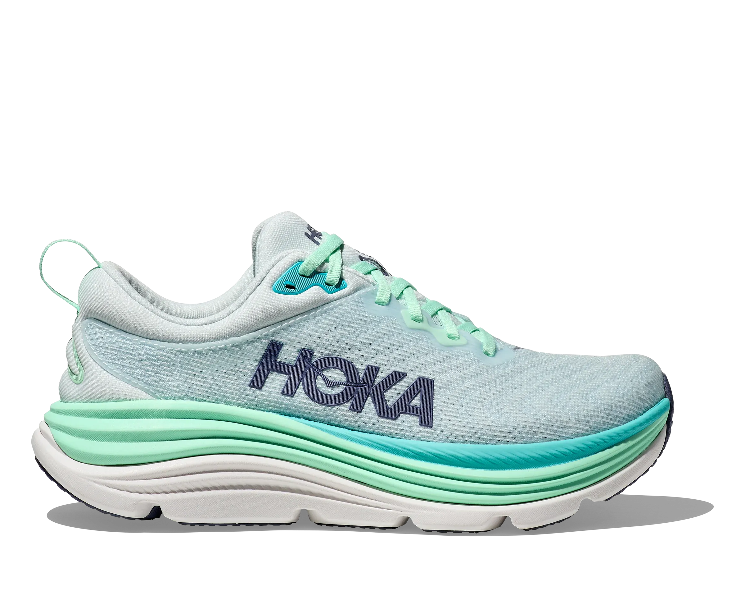 Hoka Women's Gaviota 5 Running Sneaker in Snow Melt/Cielo Blue