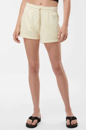 Independent Trading Company Womens California Wave Wash Fleece Shorts w/ Pockets - Bone