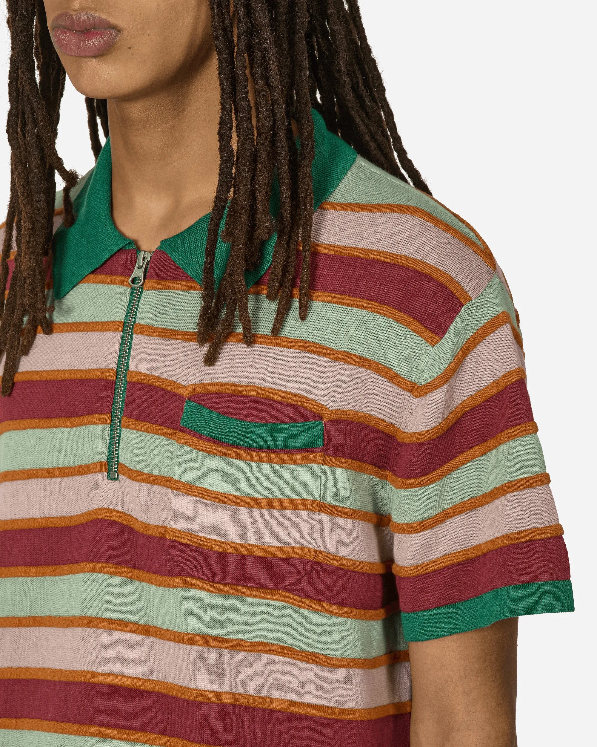 Lifted Stripe Half Zip Shirt Red