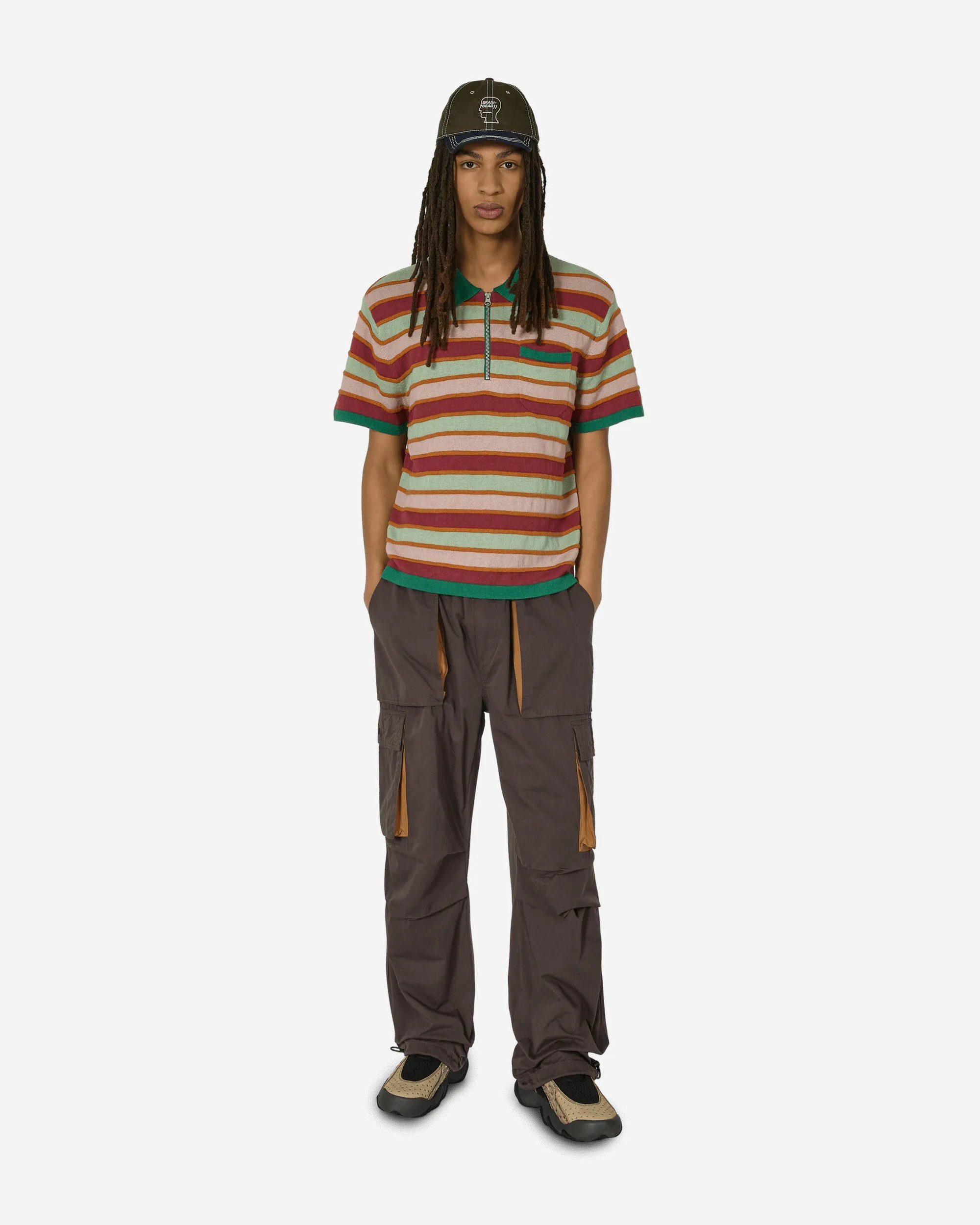 Lifted Stripe Half Zip Shirt Red