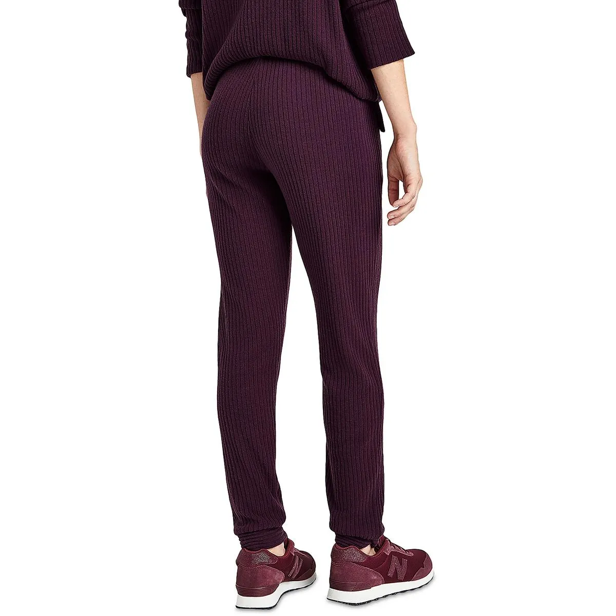 London Womens Ribbed Knit High Rise Jogger Pants