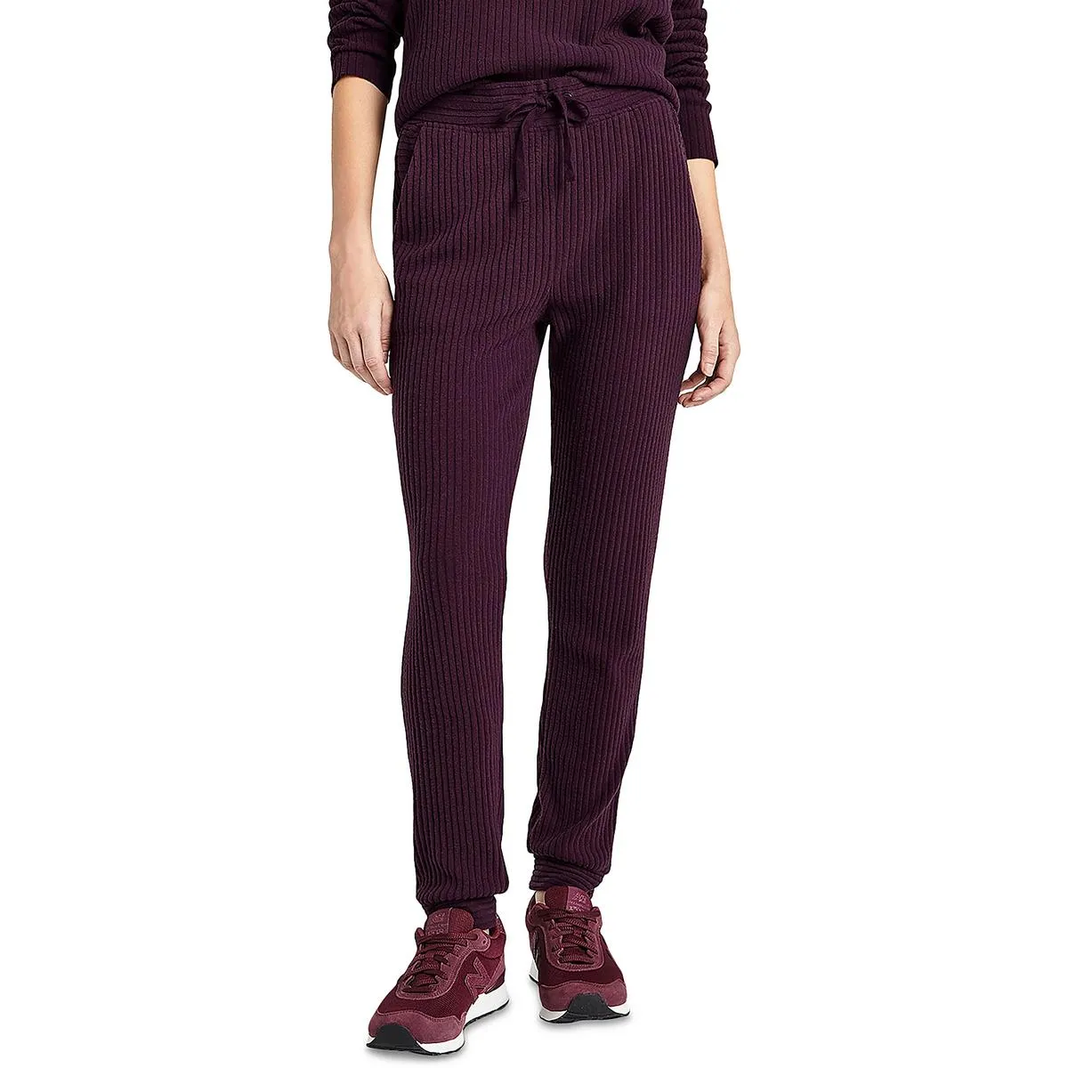 London Womens Ribbed Knit High Rise Jogger Pants
