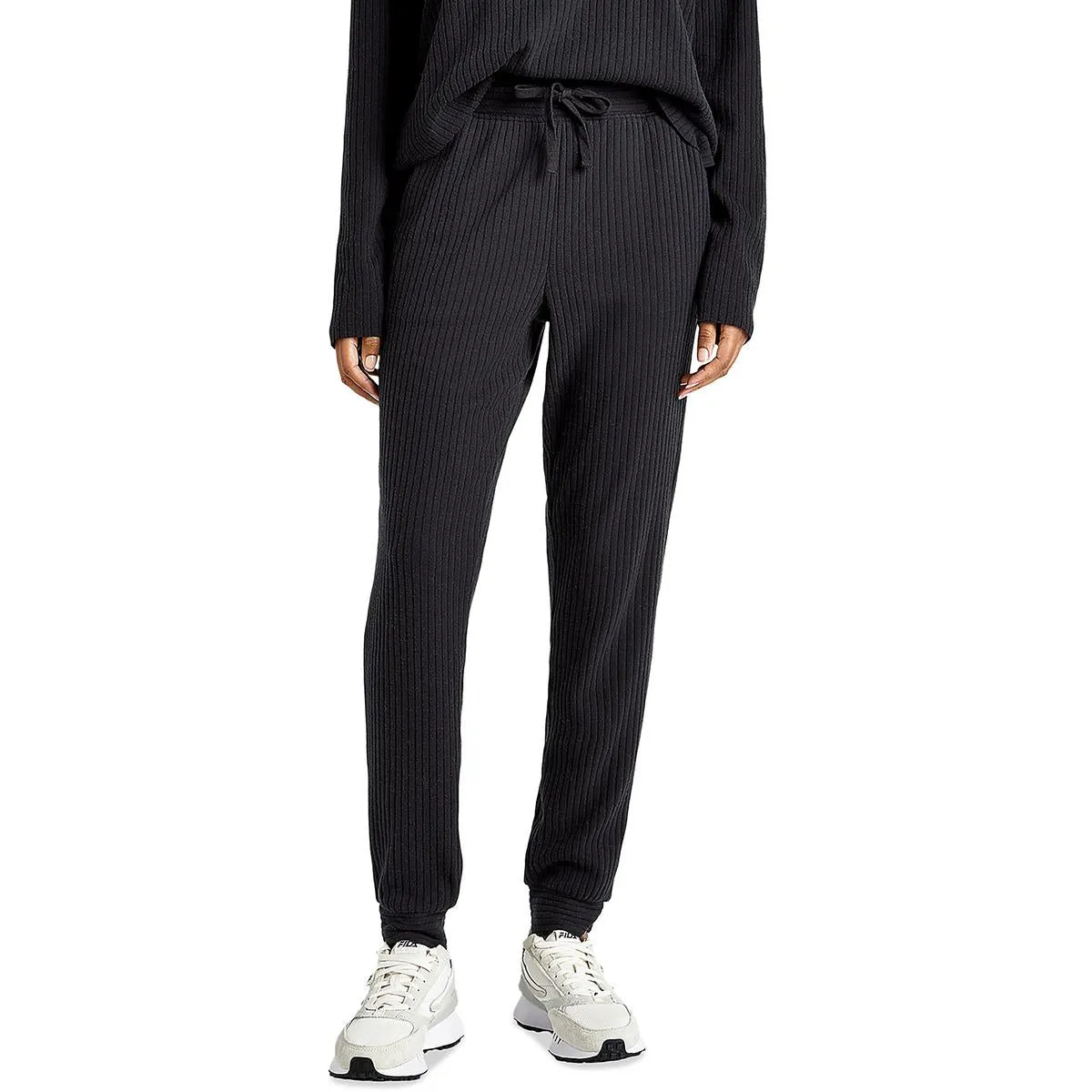 London Womens Ribbed Knit High Rise Jogger Pants