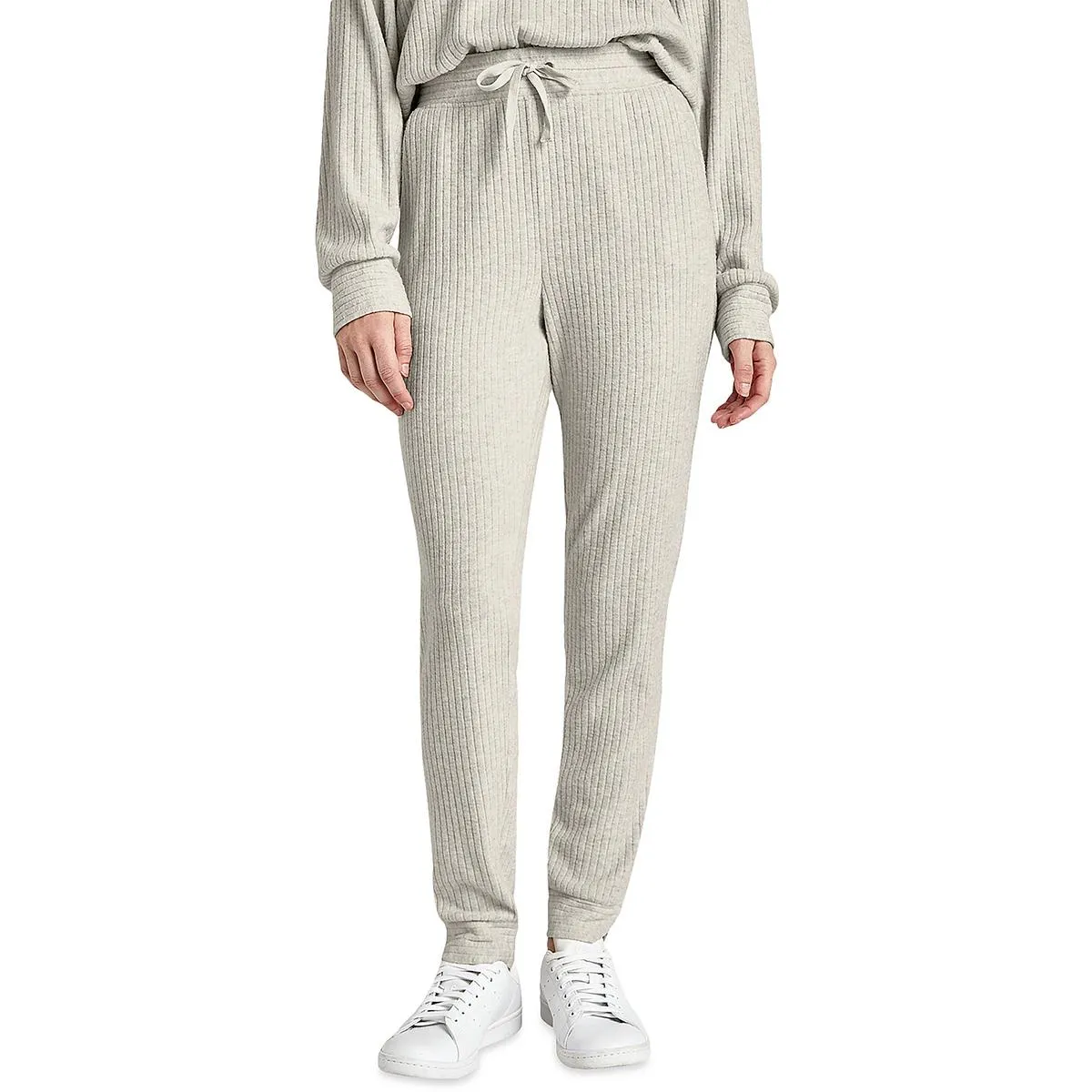 London Womens Ribbed Knit High Rise Jogger Pants