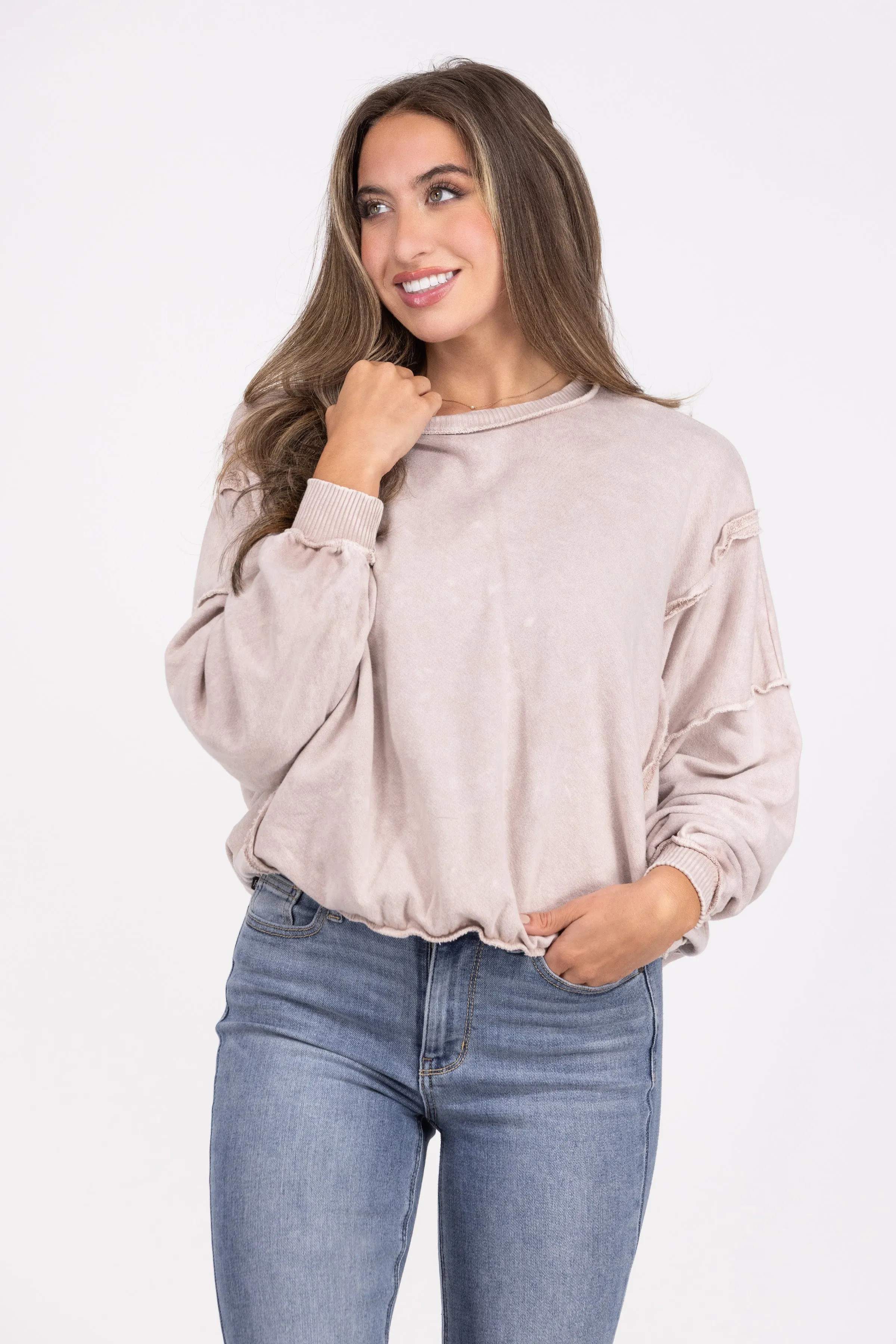 Long Days Women's Crew Neck Raw Seam Sweater *Final Sale*