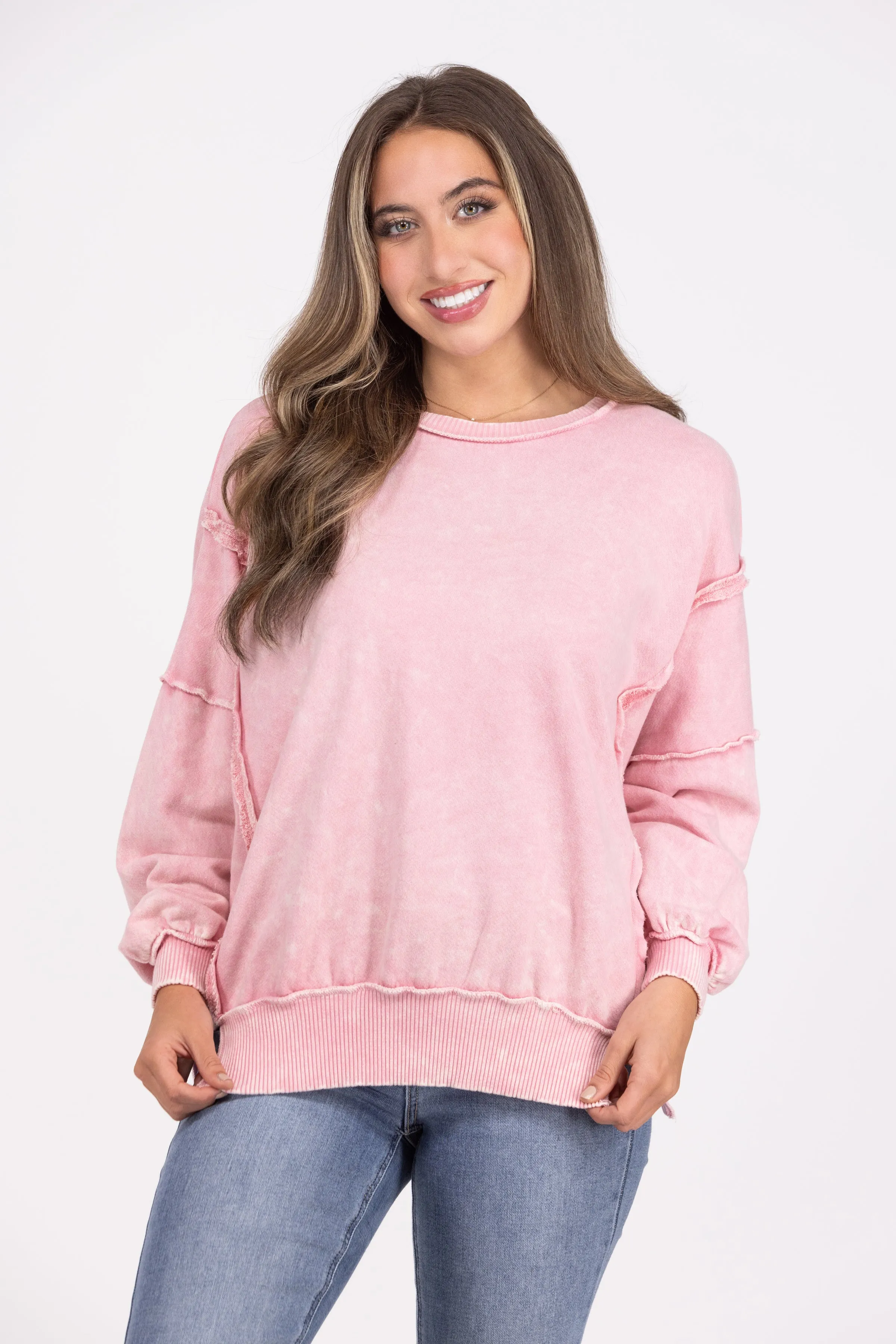 Long Days Women's Crew Neck Raw Seam Sweater *Final Sale*