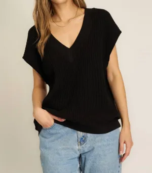 Lost In Love Oversized Sweater Vest In Black