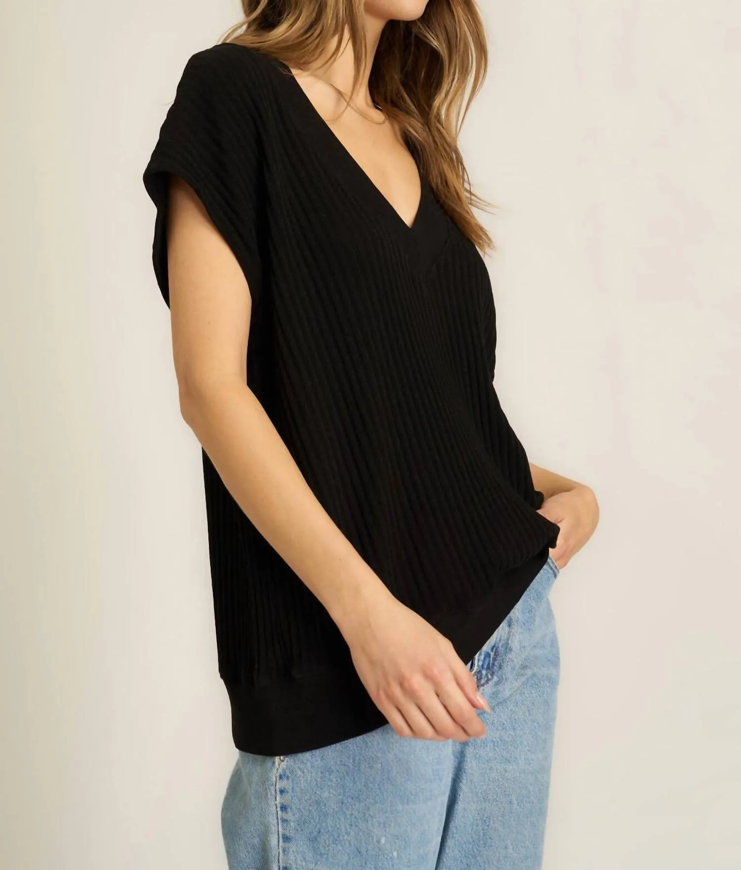 Lost In Love Oversized Sweater Vest In Black