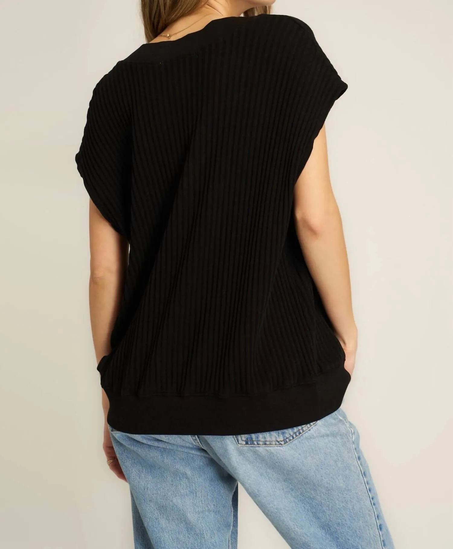 Lost In Love Oversized Sweater Vest In Black