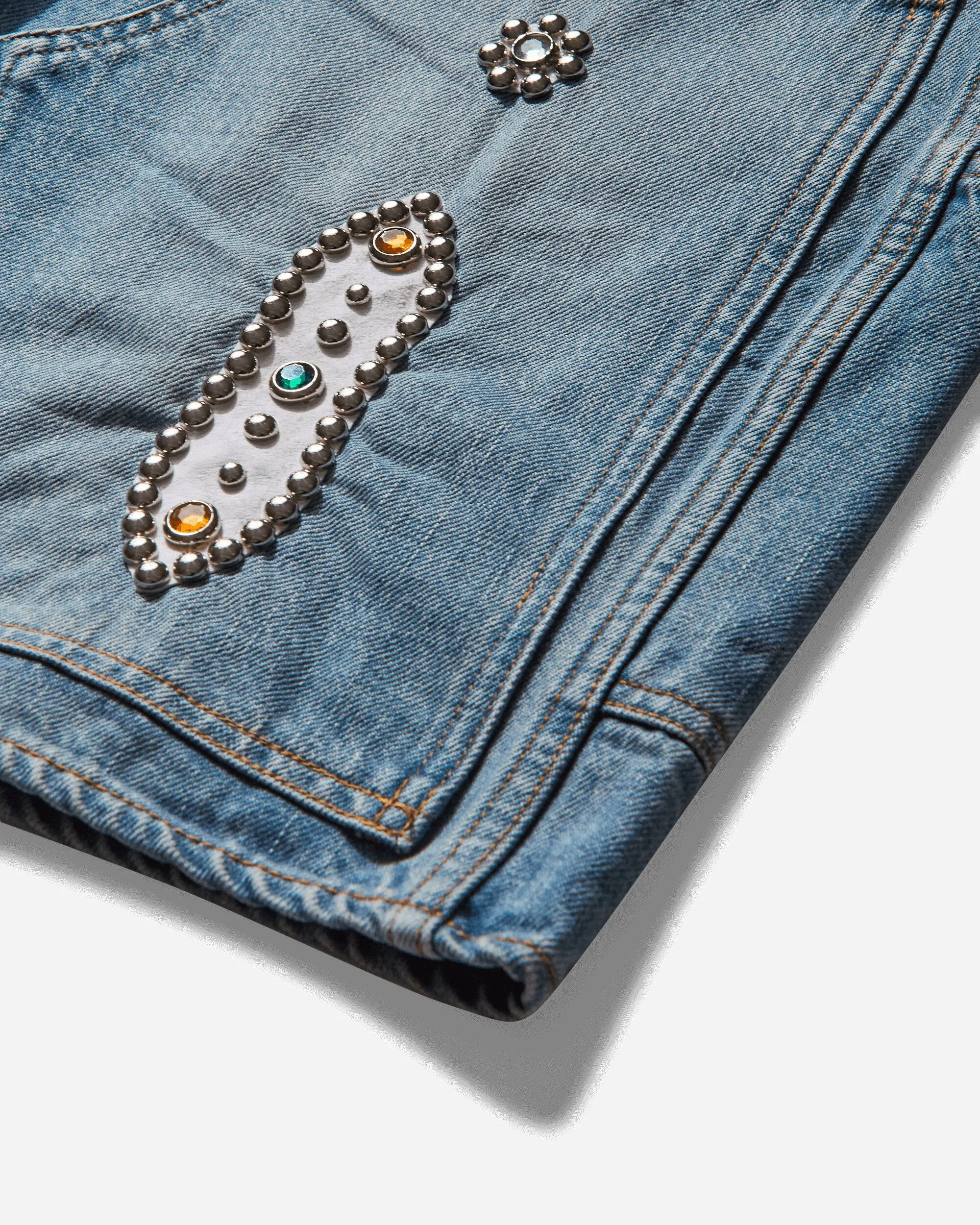 Men's 14oz Denim Shorts (Studs Remake) Blue