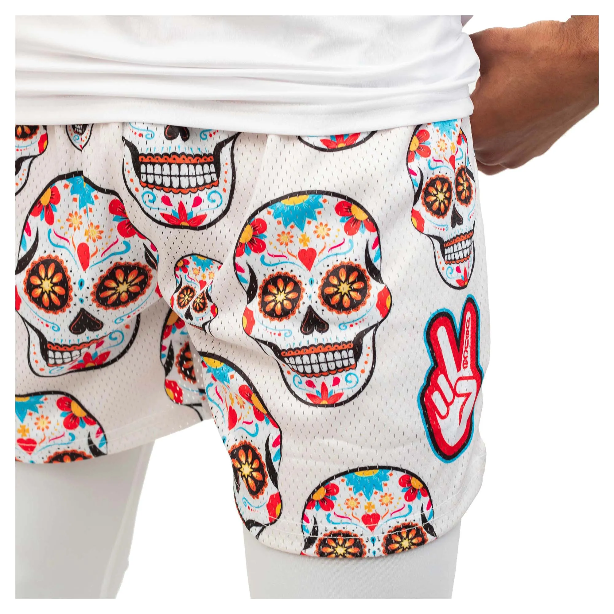 Men's Day Of The Dead Mesh Shorts